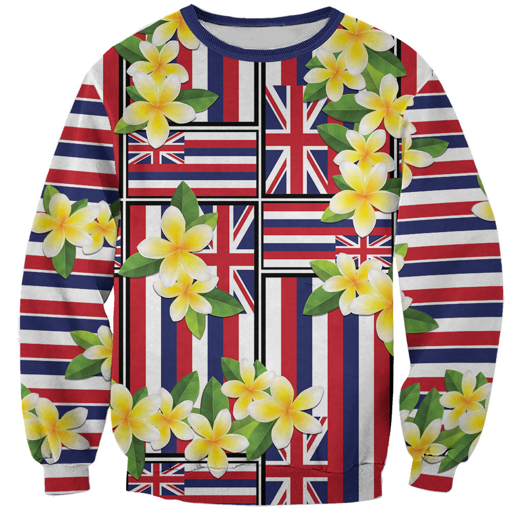 Hawaii Plumeria Lei Sweatshirt Hawaiian Flag Motif
