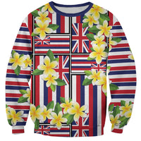 Hawaii Plumeria Lei Sweatshirt Hawaiian Flag Motif
