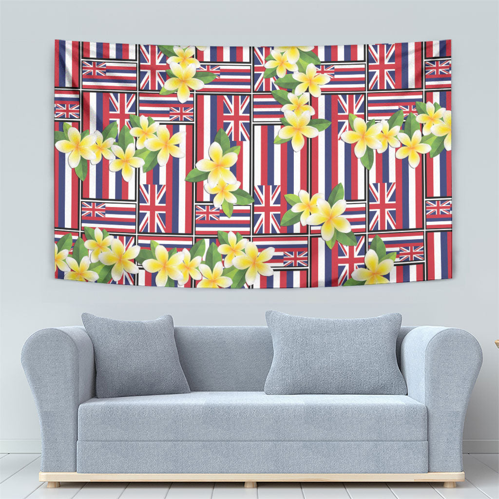 Hawaii Plumeria Lei Tapestry Hawaiian Flag Motif