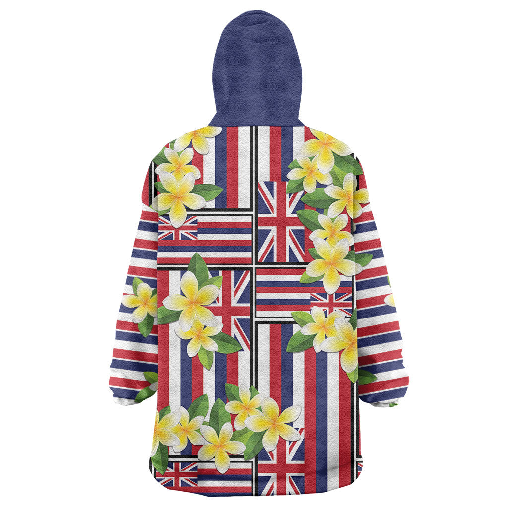 Hawaii Plumeria Lei Wearable Blanket Hoodie Hawaiian Flag Motif LT9 - Polynesian Pride