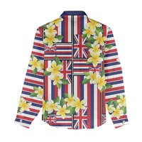 Hawaii Plumeria Lei Women Casual Shirt Hawaiian Flag Motif LT9 - Polynesian Pride
