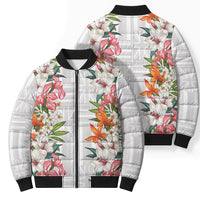 Hawaii Tropical Twist Lei Bomber Puffer Jacket Hawaiian Flag Motif
