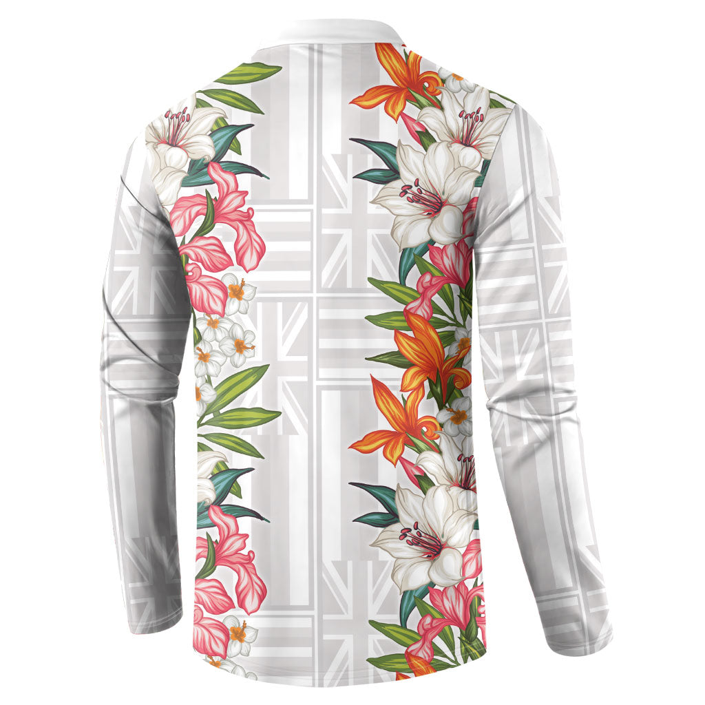 Hawaii Tropical Twist Lei Button Sweatshirt Hawaiian Flag Motif