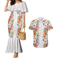 Hawaii Tropical Twist Lei Couples Matching Mermaid Dress and Hawaiian Shirt Hawaiian Flag Motif