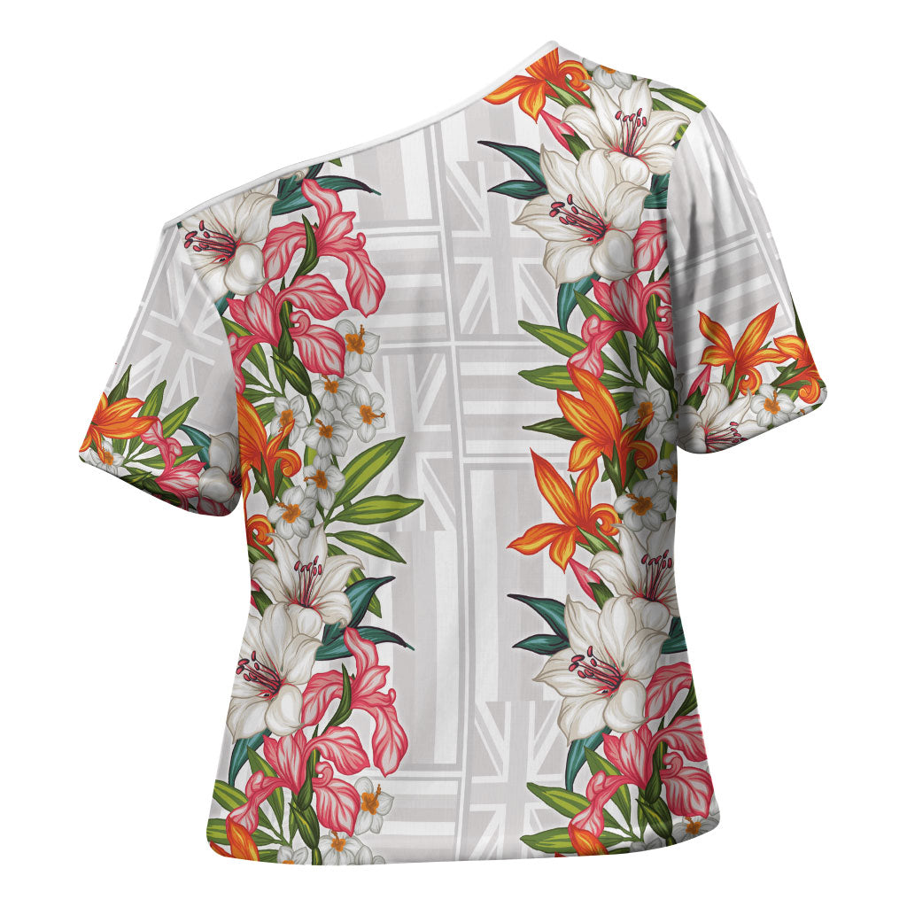 Hawaii Tropical Twist Lei Cross Shoulder Shirt Hawaiian Flag Motif