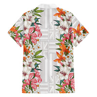 Hawaii Tropical Twist Lei Family Matching Long Sleeve Bodycon Dress and Hawaiian Shirt Hawaiian Flag Motif
