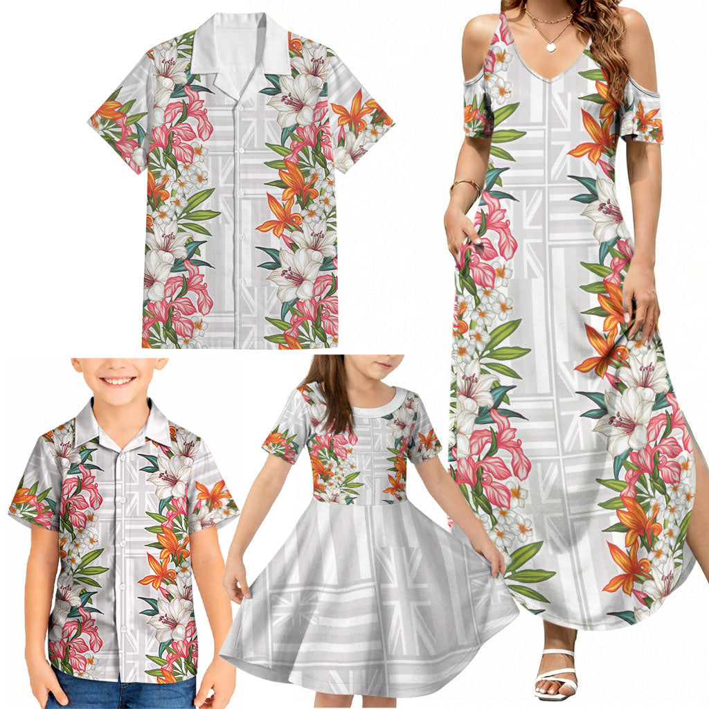 Hawaii Tropical Twist Lei Family Matching Summer Maxi Dress and Hawaiian Shirt Hawaiian Flag Motif LT9 - Polynesian Pride