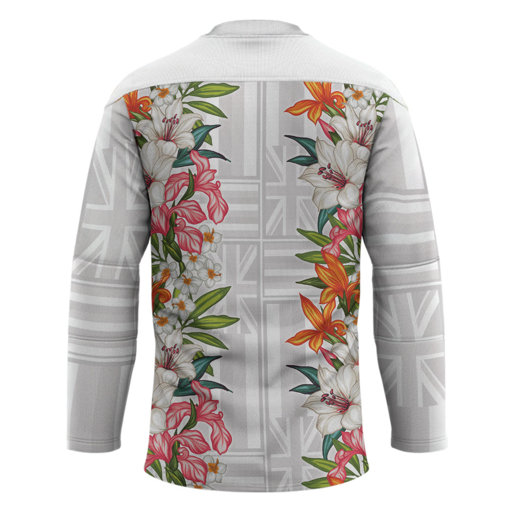 Hawaii Tropical Twist Lei Hockey Jersey Hawaiian Flag Motif