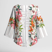 Hawaii Tropical Twist Lei Kimono Sleeve Blouse Hawaiian Flag Motif