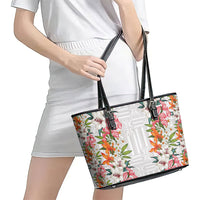 Hawaii Tropical Twist Lei Leather Tote Bag Hawaiian Flag Motif