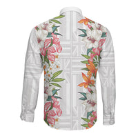 Hawaii Tropical Twist Lei Long Sleeve Button Shirt Hawaiian Flag Motif LT9 - Polynesian Pride