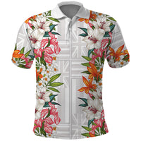 Hawaii Tropical Twist Lei Polo Shirt Hawaiian Flag Motif