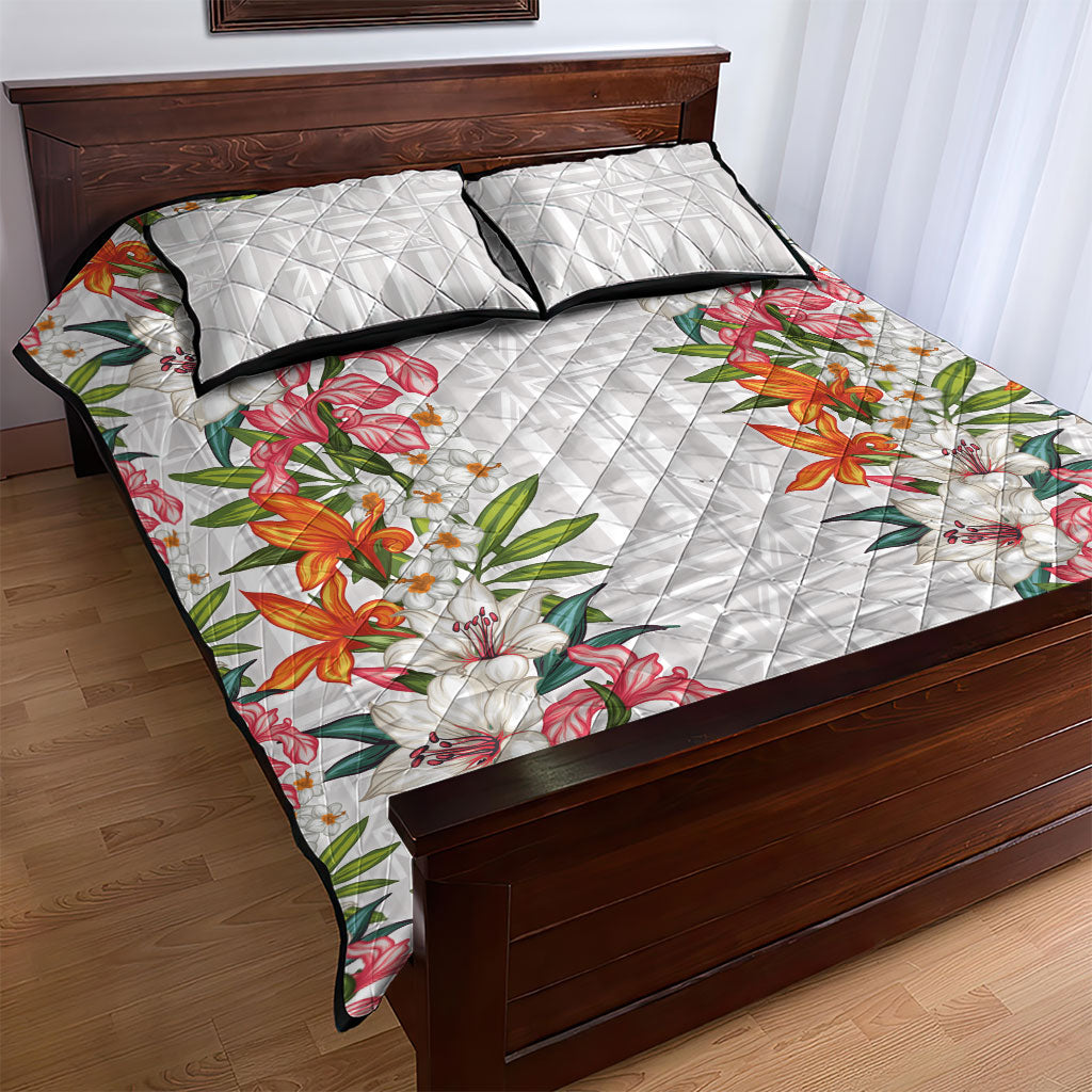 Hawaii Tropical Twist Lei Quilt Bed Set Hawaiian Flag Motif