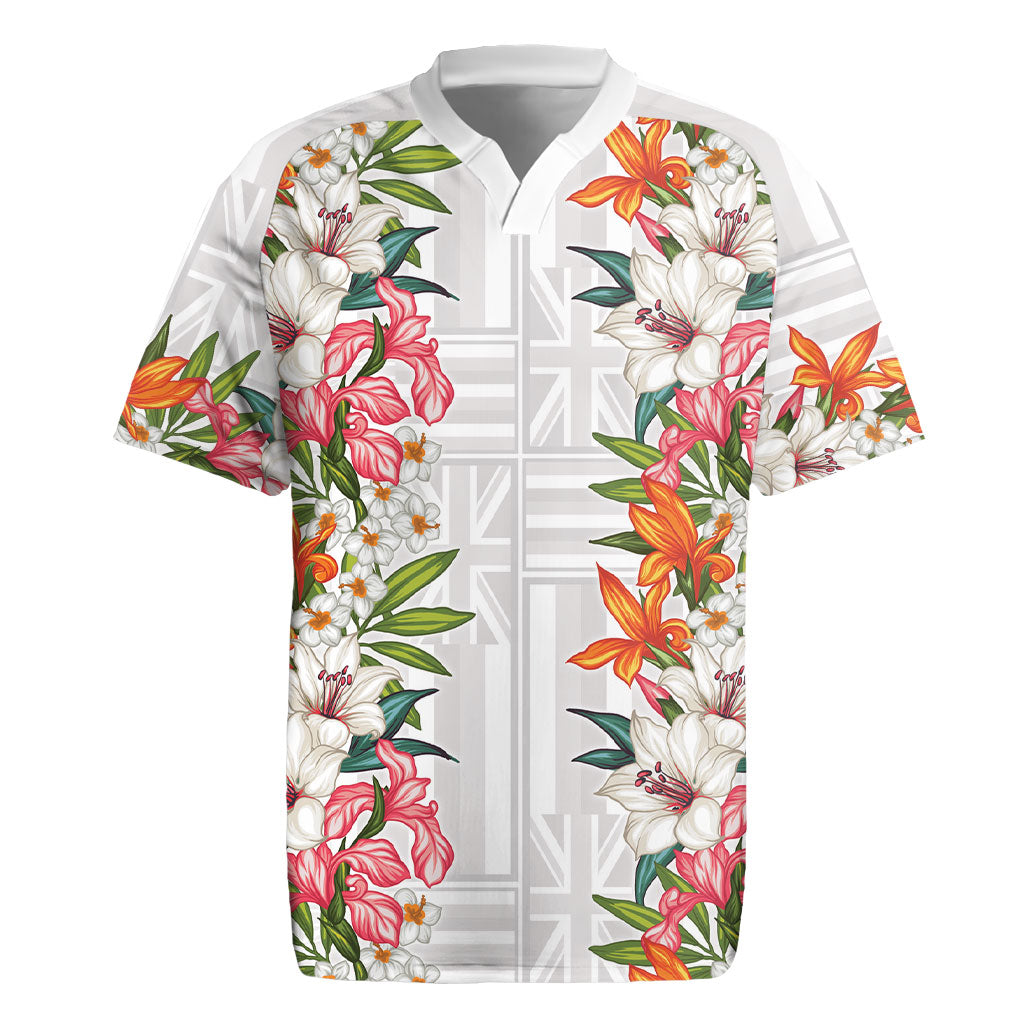 Hawaii Tropical Twist Lei Rugby Jersey Hawaiian Flag Motif