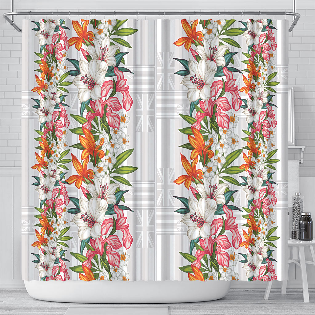 Hawaii Tropical Twist Lei Shower Curtain Hawaiian Flag Motif