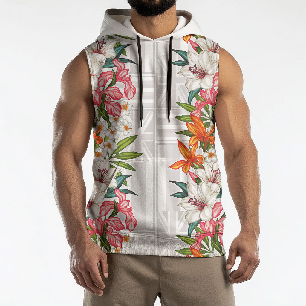 Hawaii Tropical Twist Lei Sleeveless Hoodie Hawaiian Flag Motif
