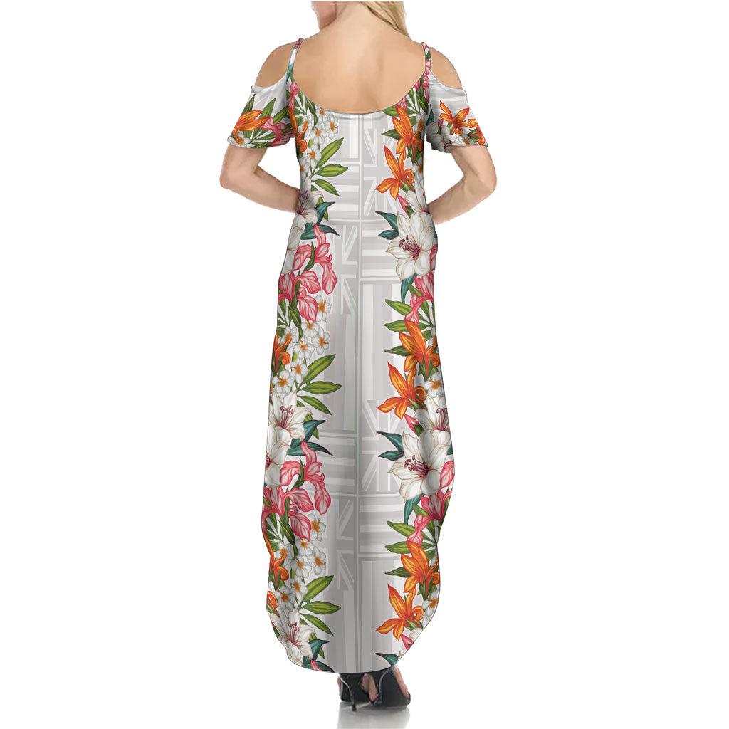 Hawaii Tropical Twist Lei Summer Maxi Dress Hawaiian Flag Motif