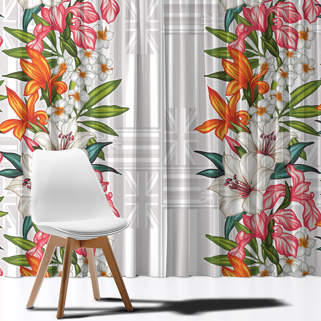 Hawaii Tropical Twist Lei Window Curtain Hawaiian Flag Motif