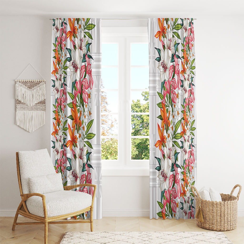 Hawaii Tropical Twist Lei Window Curtain Hawaiian Flag Motif