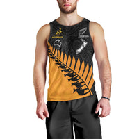 Australia Wallabies and Aotearoa Rugby Men Tank Top Kangaroo Black Fern Maori Gold Vibe LT9 - Polynesian Pride