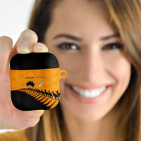 Australia New Zealand Rugby AirPods Case Gold Aboriginal Wallabies and Maori Black Fern - Polynesian Pride