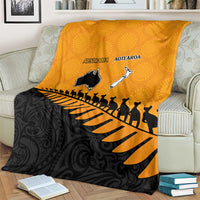Australia New Zealand Rugby Blanket Gold Aboriginal Wallabies and Maori Black Fern - Polynesian Pride
