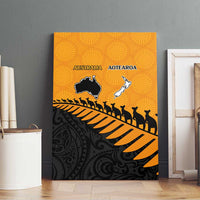 Australia New Zealand Rugby Canvas Wall Art Gold Aboriginal Wallabies and Maori Black Fern - Polynesian Pride