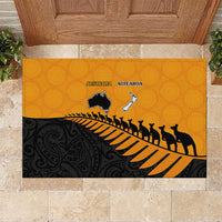 Australia New Zealand Rugby Rubber Doormat Gold Aboriginal Wallabies and Maori Black Fern - Polynesian Pride