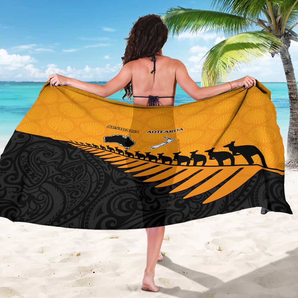 Australia New Zealand Rugby Sarong Gold Aboriginal Wallabies and Maori Black Fern - Polynesian Pride