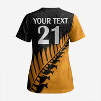 Australia New Zealand Rugby Scrub Top Gold Aboriginal Wallabies and Maori Black Fern - Polynesian Pride