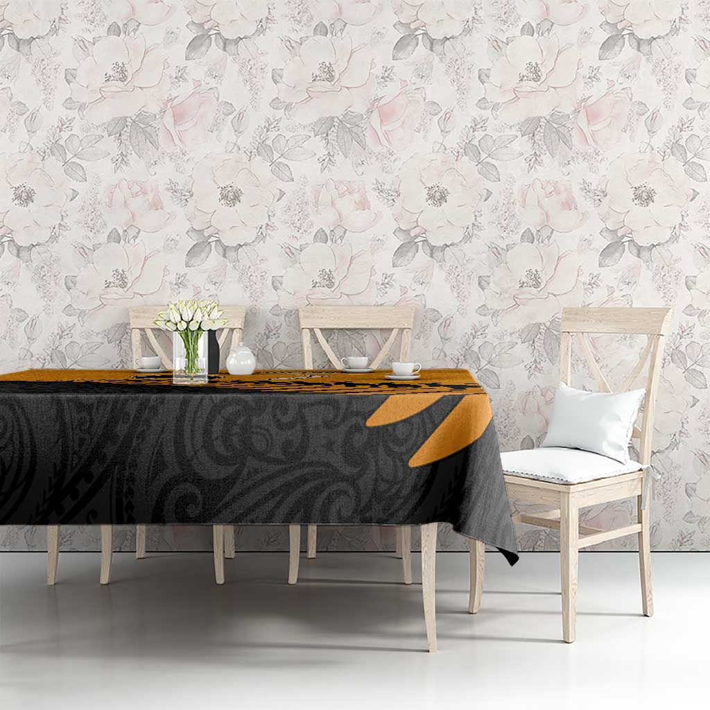 Australia New Zealand Rugby Tablecloth Gold Aboriginal Wallabies and Maori Black Fern - Polynesian Pride