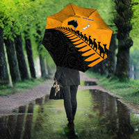 Australia New Zealand Rugby Umbrella Gold Aboriginal Wallabies and Maori Black Fern - Polynesian Pride