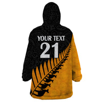 Custom Australia Wallabies and Aotearoa Rugby Wearable Blanket Hoodie Kangaroo Black Fern Maori Gold Vibe LT9 - Polynesian Pride