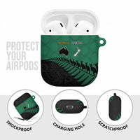 Australia New Zealand Rugby AirPods Case Green Aboriginal Wallabies and Maori Black Fern - Polynesian Pride