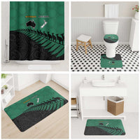 Australia New Zealand Rugby Bathroom Set Green Aboriginal Wallabies and Maori Black Fern - Polynesian Pride