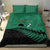 Australia New Zealand Rugby Bedding Set Green Aboriginal Wallabies and Maori Black Fern - Polynesian Pride