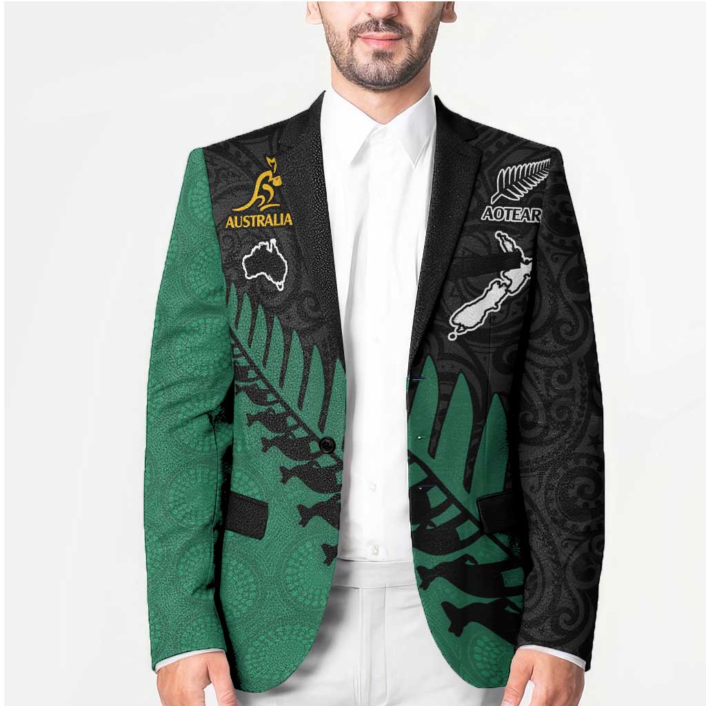 Australia New Zealand Rugby Blazer Green Aboriginal Wallabies and Maori Black Fern - Polynesian Pride