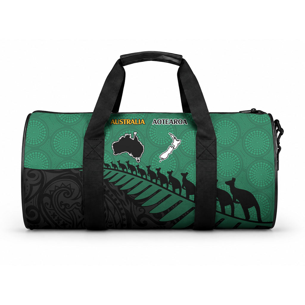 Australia Wallabies and Aotearoa Rugby Duffle Bag Kangaroo Black Fern Maori Green Vibe LT9 One size Green - Polynesian Pride