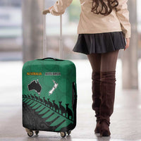 Australia New Zealand Rugby Luggage Cover Green Aboriginal Wallabies and Maori Black Fern - Polynesian Pride