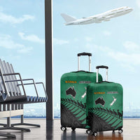 Australia New Zealand Rugby Luggage Cover Green Aboriginal Wallabies and Maori Black Fern - Polynesian Pride