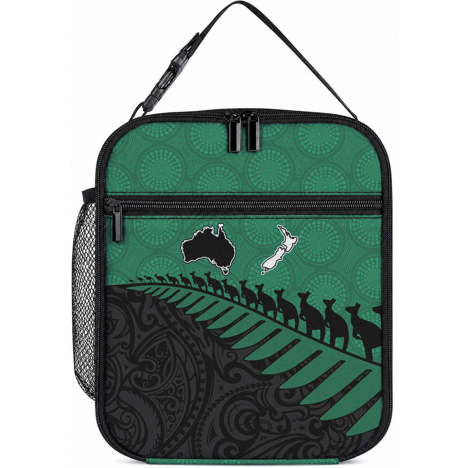 Australia Wallabies and Aotearoa Rugby Lunch Bag Kangaroo Black Fern Maori Green Vibe LT9 10.2 × 8.3 × 4.3 inch Green - Polynesian Pride