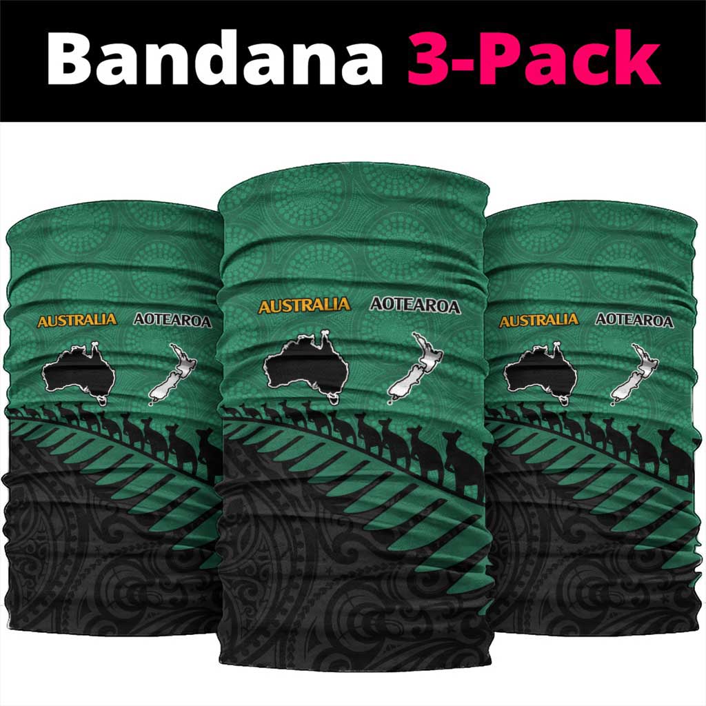 Australia New Zealand Rugby Neck Gaiter Green Aboriginal Wallabies and Maori Black Fern LT9