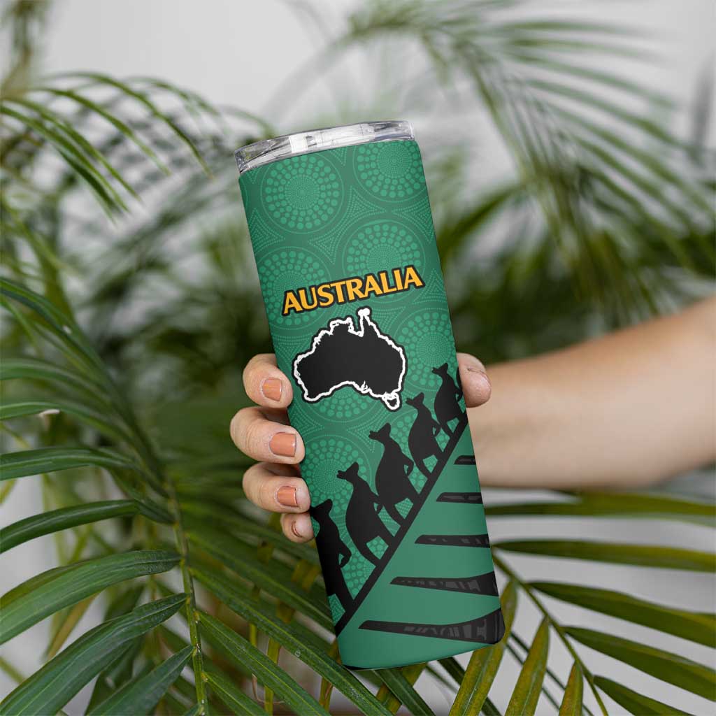 Australia New Zealand Rugby Skinny Tumbler Green Aboriginal Wallabies and Maori Black Fern - Polynesian Pride