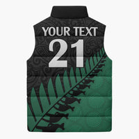 Australia New Zealand Rugby Sleeveless Puffer Jacket Green Aboriginal Wallabies and Maori Black Fern - Polynesian Pride