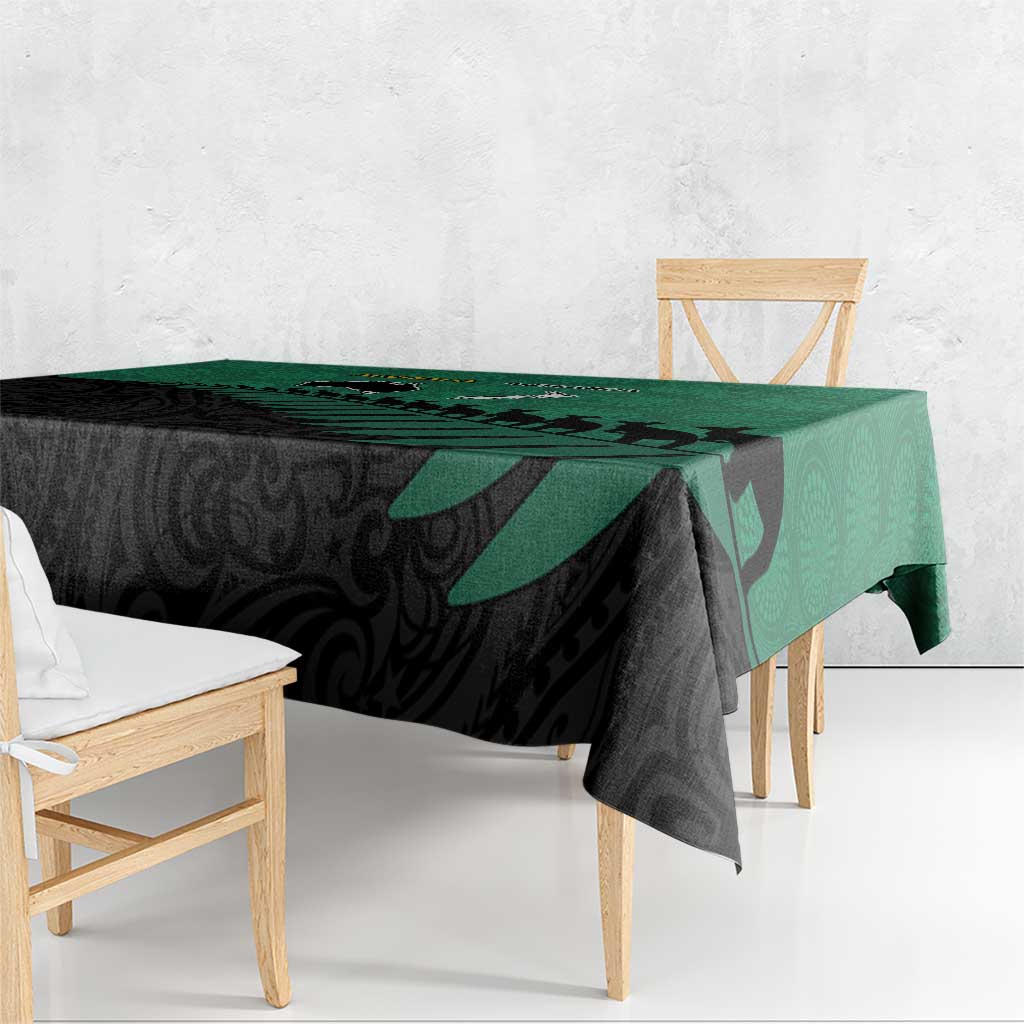 Australia New Zealand Rugby Tablecloth Green Aboriginal Wallabies and Maori Black Fern - Polynesian Pride