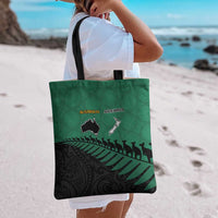 Australia New Zealand Rugby Tote Bag Green Aboriginal Wallabies and Maori Black Fern - Polynesian Pride