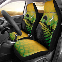 Australia New Zealand Rugby Car Seat Cover Gradient Aboriginal Wallabies and Maori Black Fern - Polynesian Pride