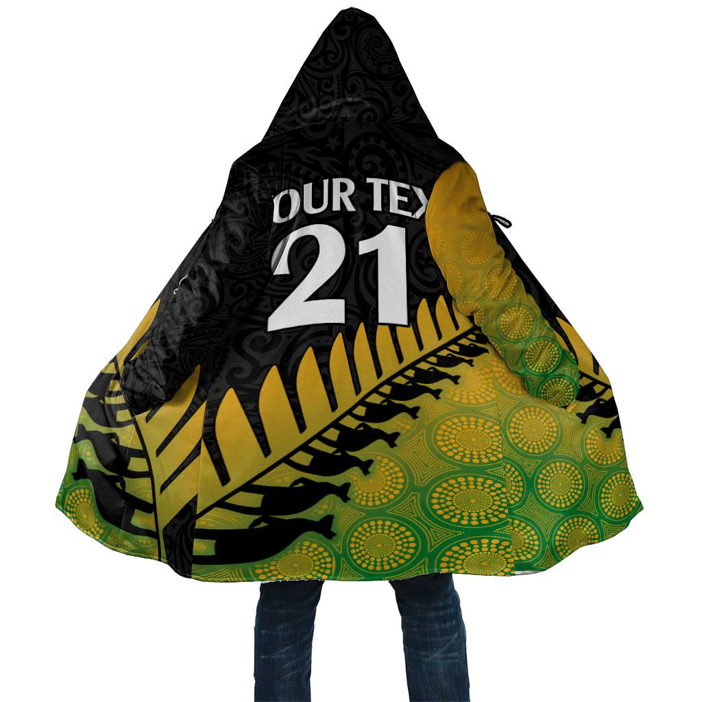 Australia New Zealand Rugby Cloak Gradient Aboriginal Wallabies and Maori Black Fern - Polynesian Pride