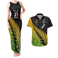 Custom Australia Wallabies and Aotearoa Rugby Couples Matching Tank Maxi Dress And Hawaiian Shirt Kangaroo Black Fern Maori Gradient Vibe LT9 Gradient - Polynesian Pride