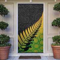 Australia New Zealand Rugby Door Cover Gradient Aboriginal Wallabies and Maori Black Fern - Polynesian Pride